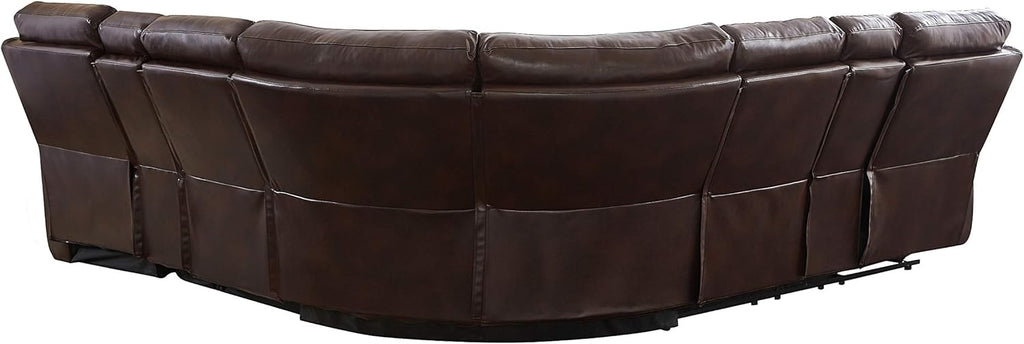 Brown PU Leather L Shape Reclining Sectional Sofa T9768