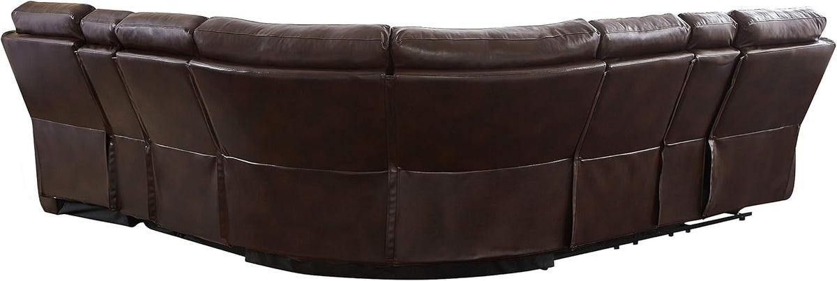 Brown PU Leather L Shape Reclining Sectional Sofa T9768