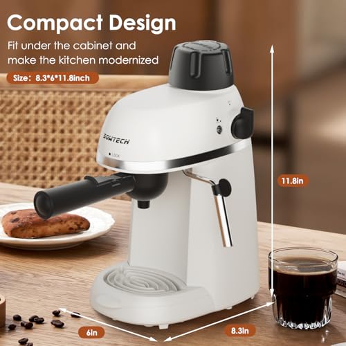 Black 3.5 Bar Espresso Cappuccino Machine with Milk Frother, 800W Y8307