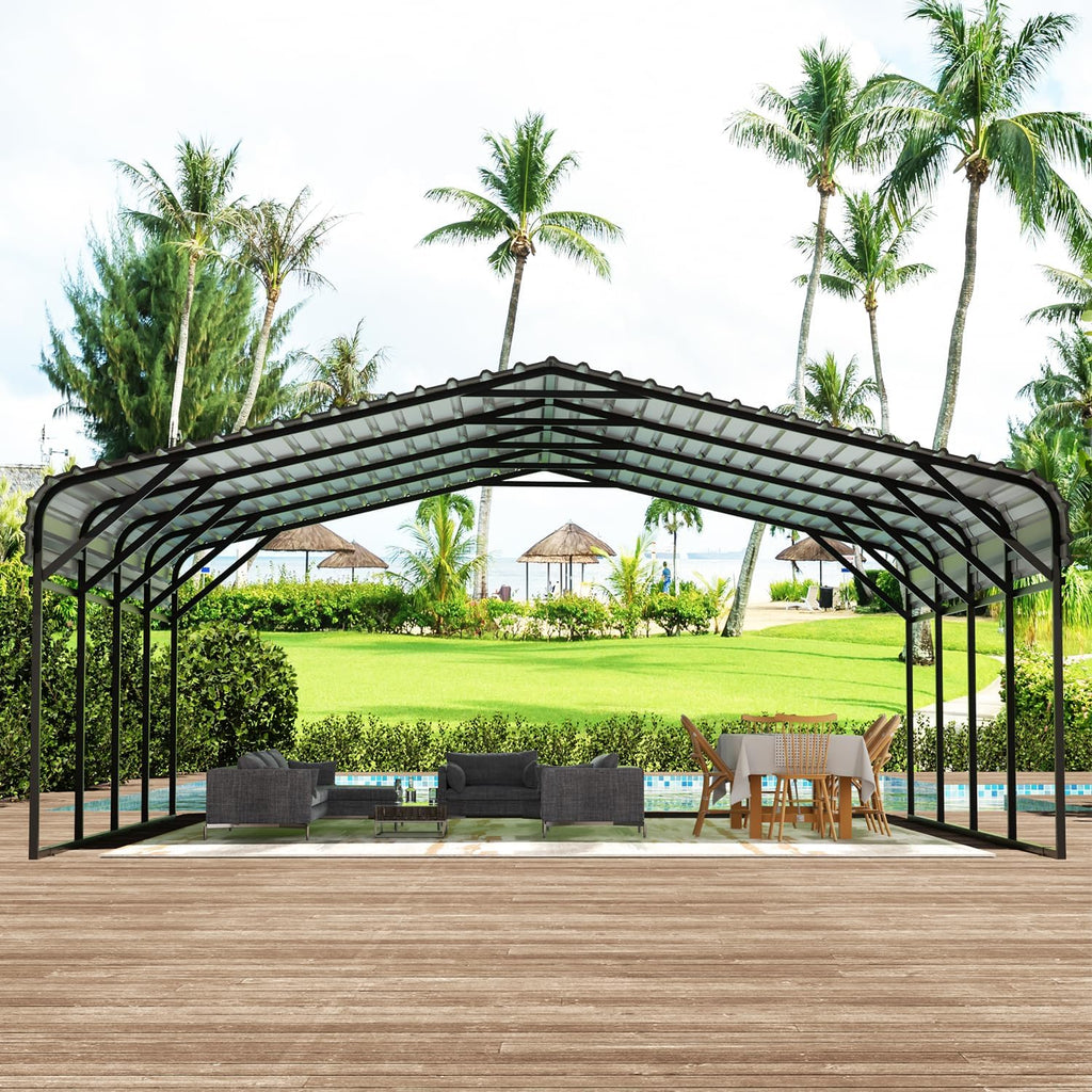 20' x 20' Metal Carport with Galvanized Steel Roof, Grey S636977
