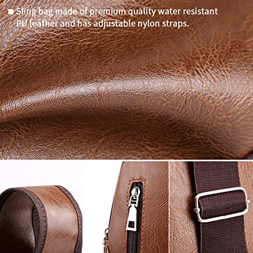 Small Leather Crossbody Sling Backpack with USB Charge Port R625