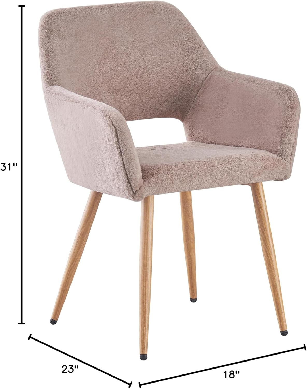 Grey Faux Fur Side Chair with Wood Metal Legs N757388