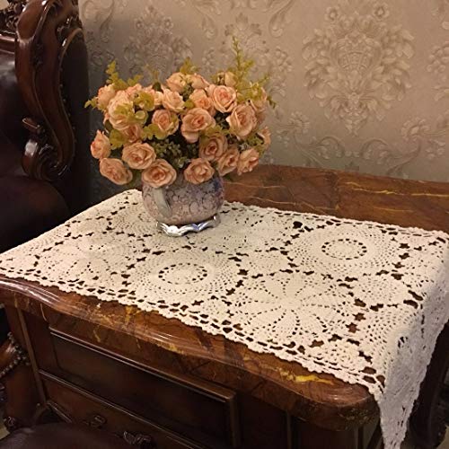 2pcs 100% Cotton Crochet Lace Rectangular Table Runner Ecru White 11 Inch X23 Inch I1862