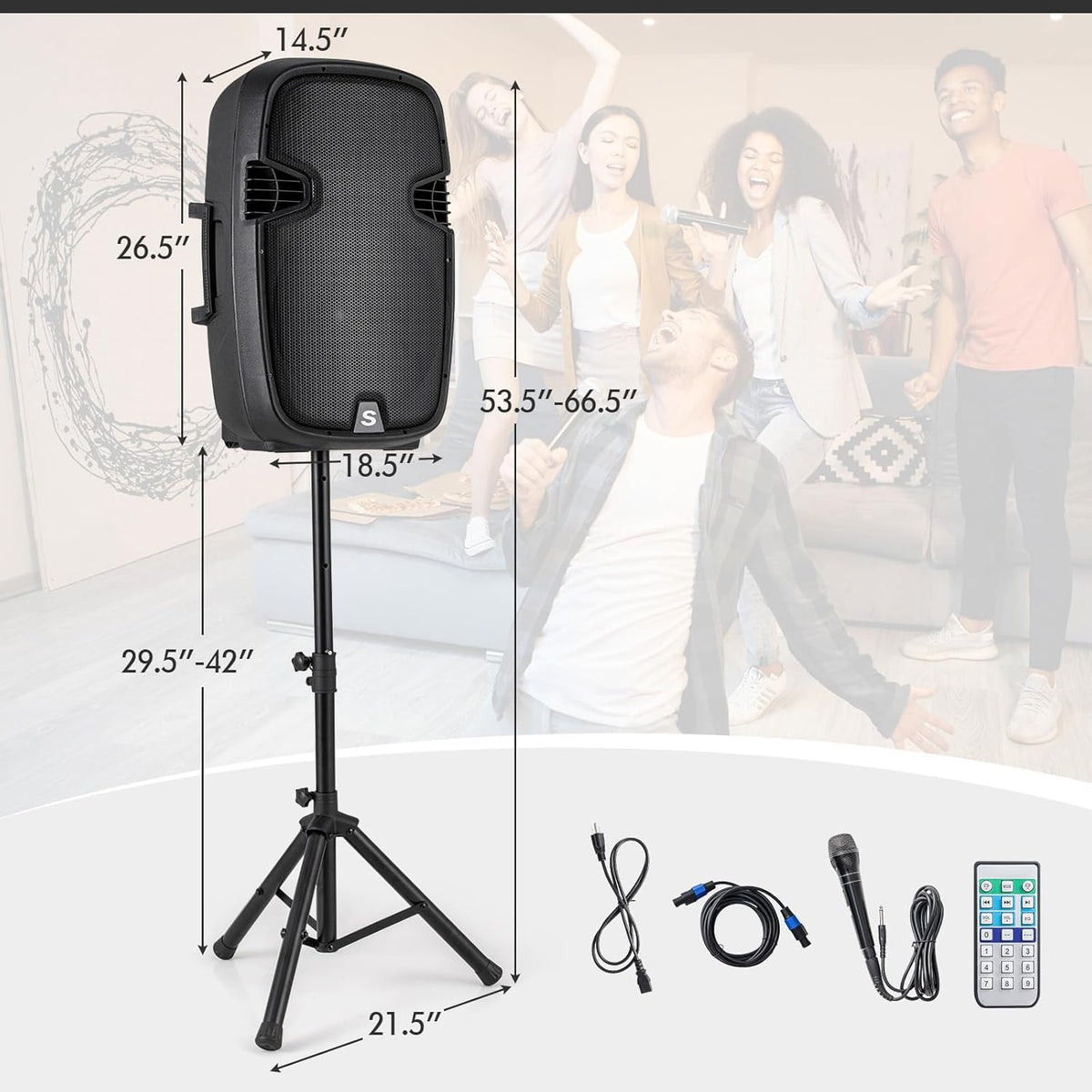 3000W 2-Way Active + Passive PA Speaker System with Bluetooth N55214