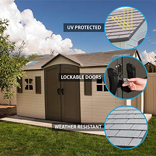Outdoor Storage Dual Entry Shed, 15 x 8 ft, Desert Sand T399331