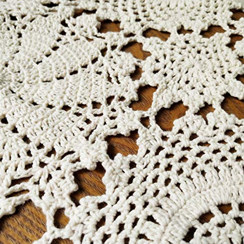 2pcs 100% Cotton Crochet Lace Rectangular Table Runner Ecru White 11 Inch X23 Inch I1862