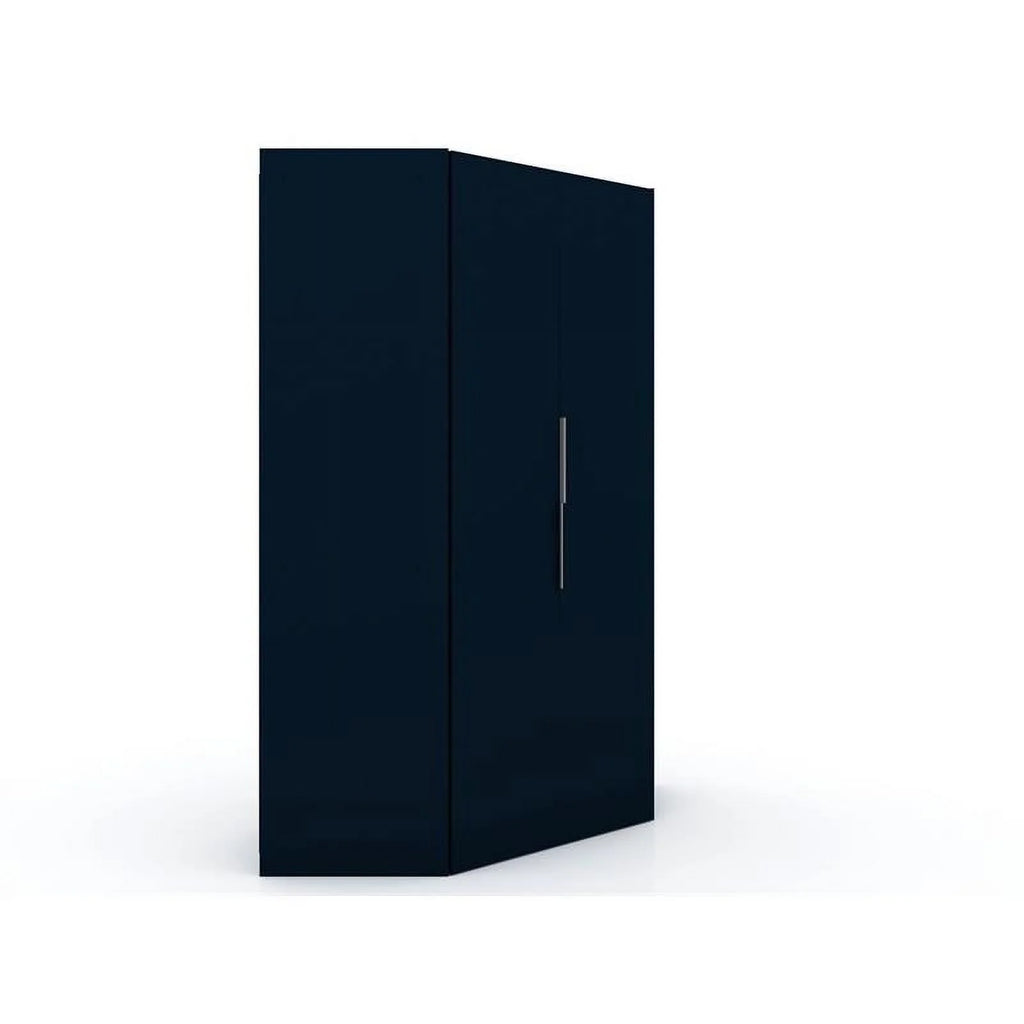 Midnight Blue Wood Corner Wardrobe Closet L7894
