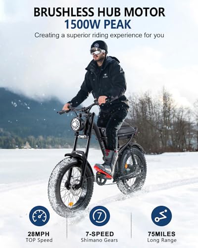 1500W Electric Bike with Full Suspension, 20" Fat Tire, 31.2AH Battery P705235