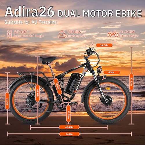52V 30AH 26" Fat Tire Full Suspension Electric Mountain Bike L14695