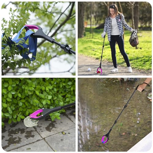 Pink Foldable Reacher Grabber Tool with 360° Rotating Jaw C15155