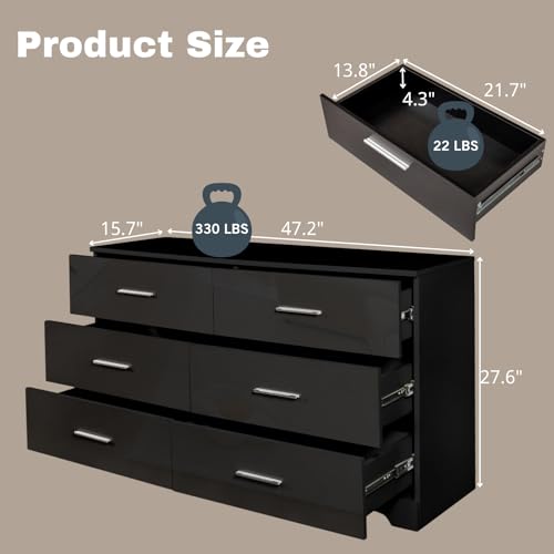 Black 8 Drawer Wood Dresser Q559