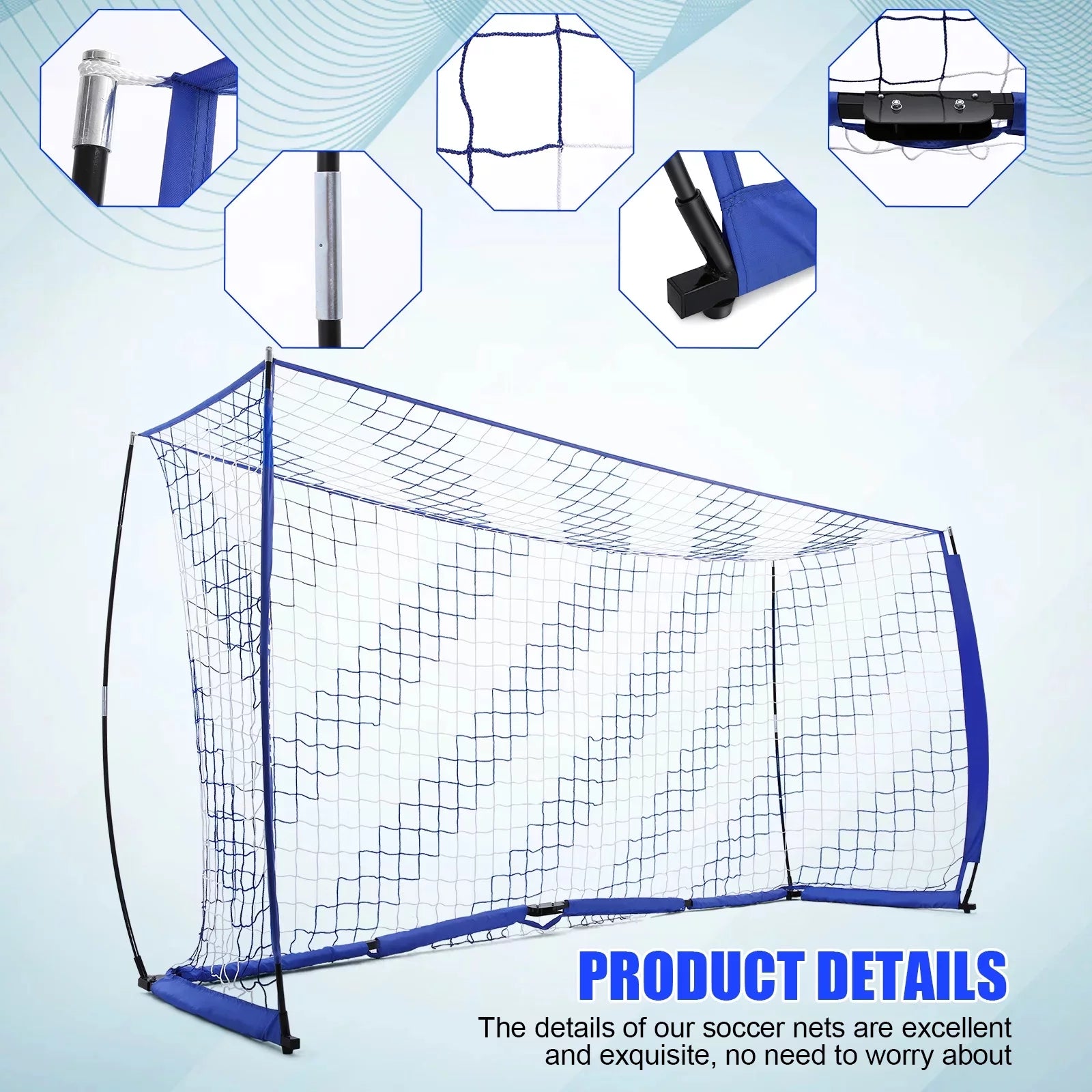 Blue 12 ft x 6 ft Portable Soccer Goal M372258