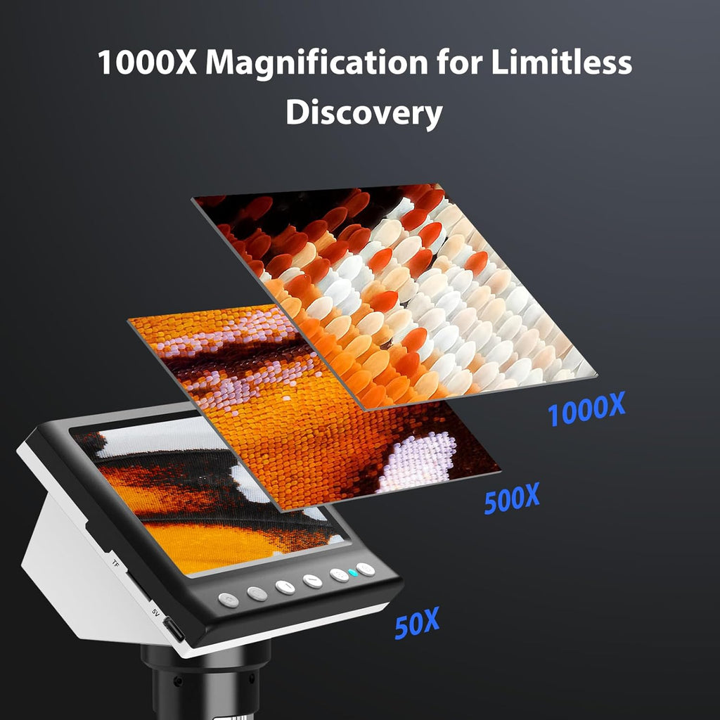 4.3'' IPS 1000X Magnification Digital Microscope with 8 Adjustable LEDs I85284