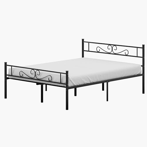 Full Size Bed Frame with Headboard, Heavy-Duty Metal Platform J83524