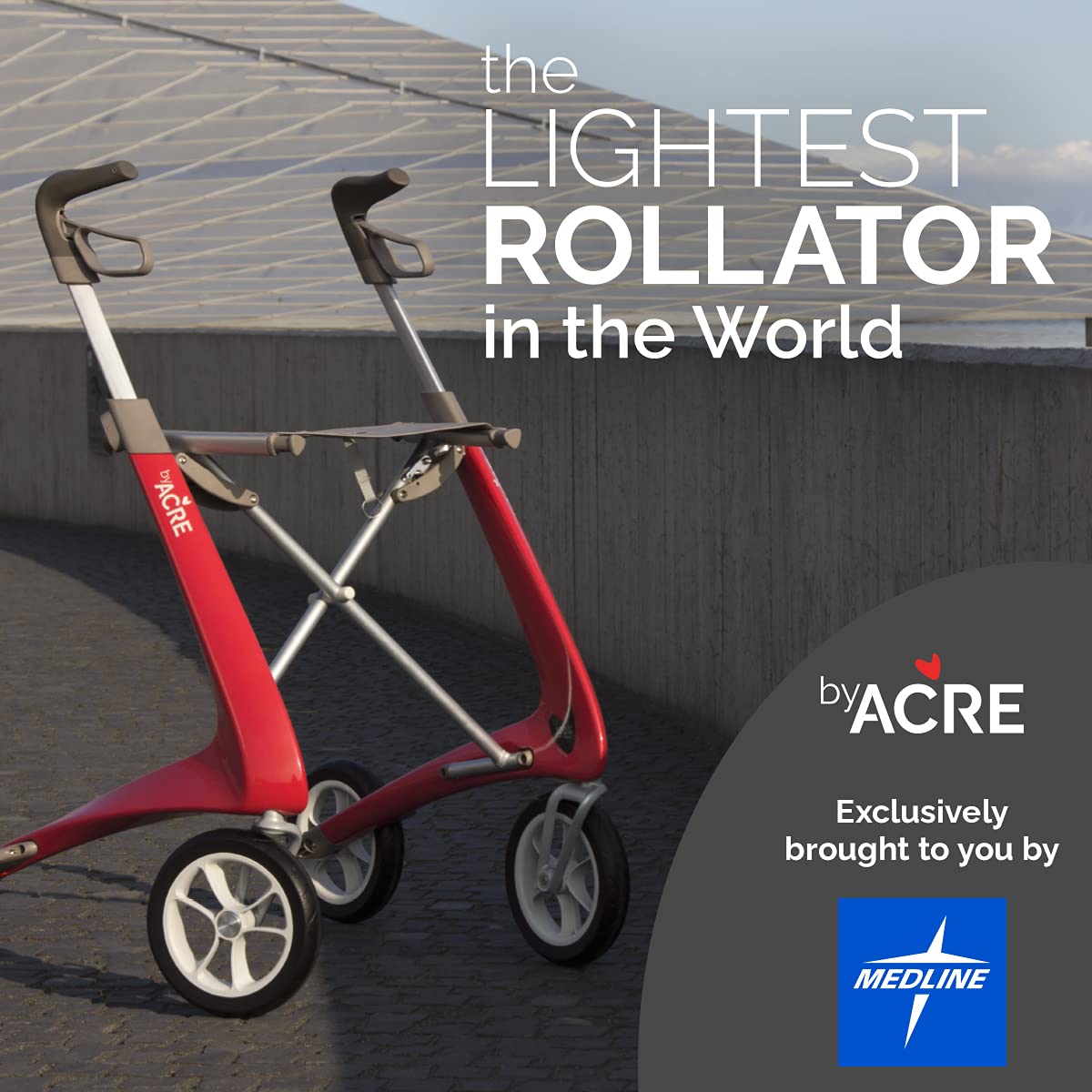 Carbon Ultralight Rollator Walker with Organizer Bag, Regular Track, 16.5" x 24" Seat, Oyster White J7553