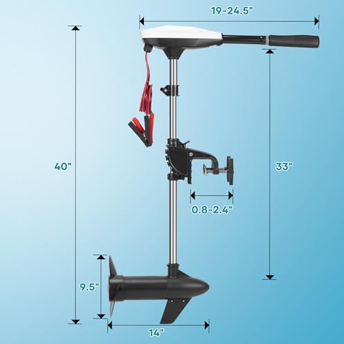 55lb Thrust 8 Speed Electric Outboard Motor with 30'' Shaft N3423