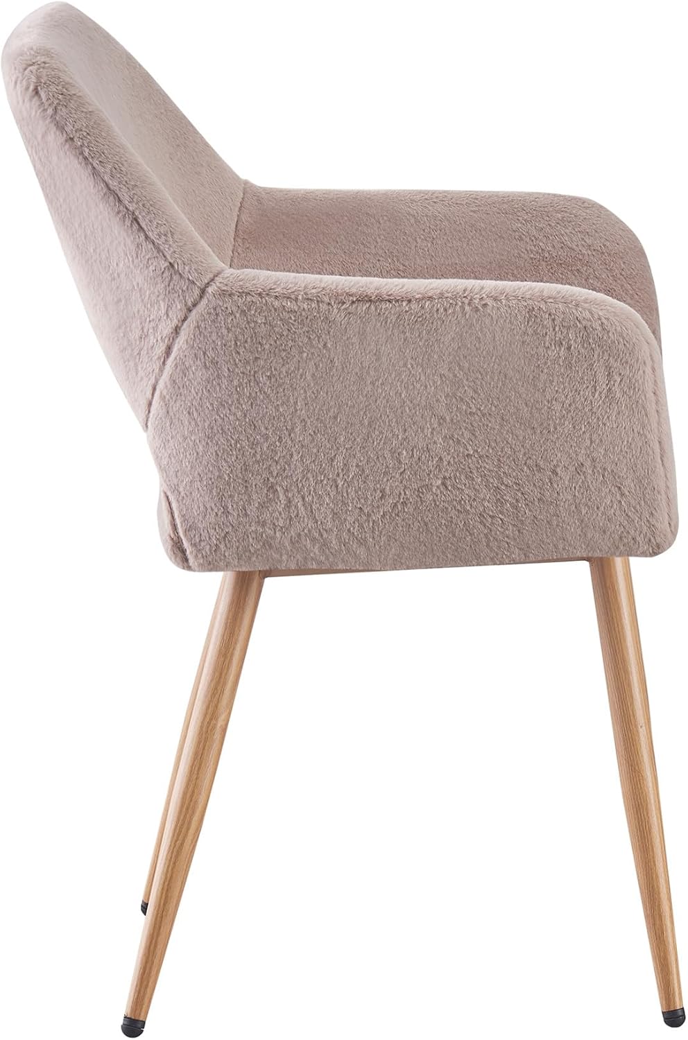 Grey Faux Fur Side Chair with Wood Metal Legs N757388