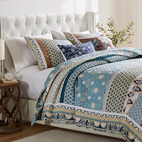 3-Piece Full/Queen Blue Quilted Bedding Set T321