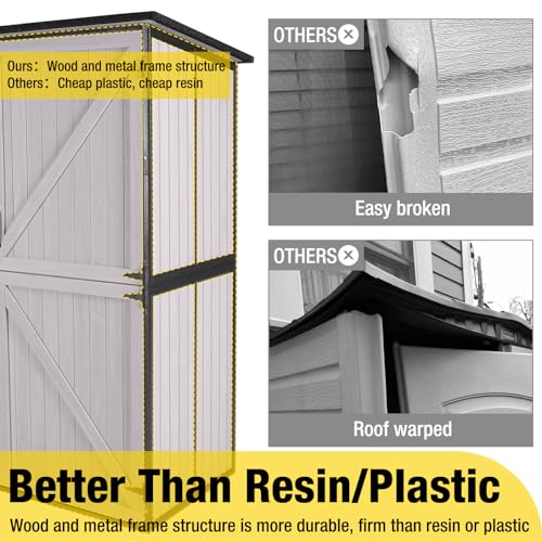 Outdoor Storage Shed with Metal Frame and Adjustable Shelfs (Brown) Z856