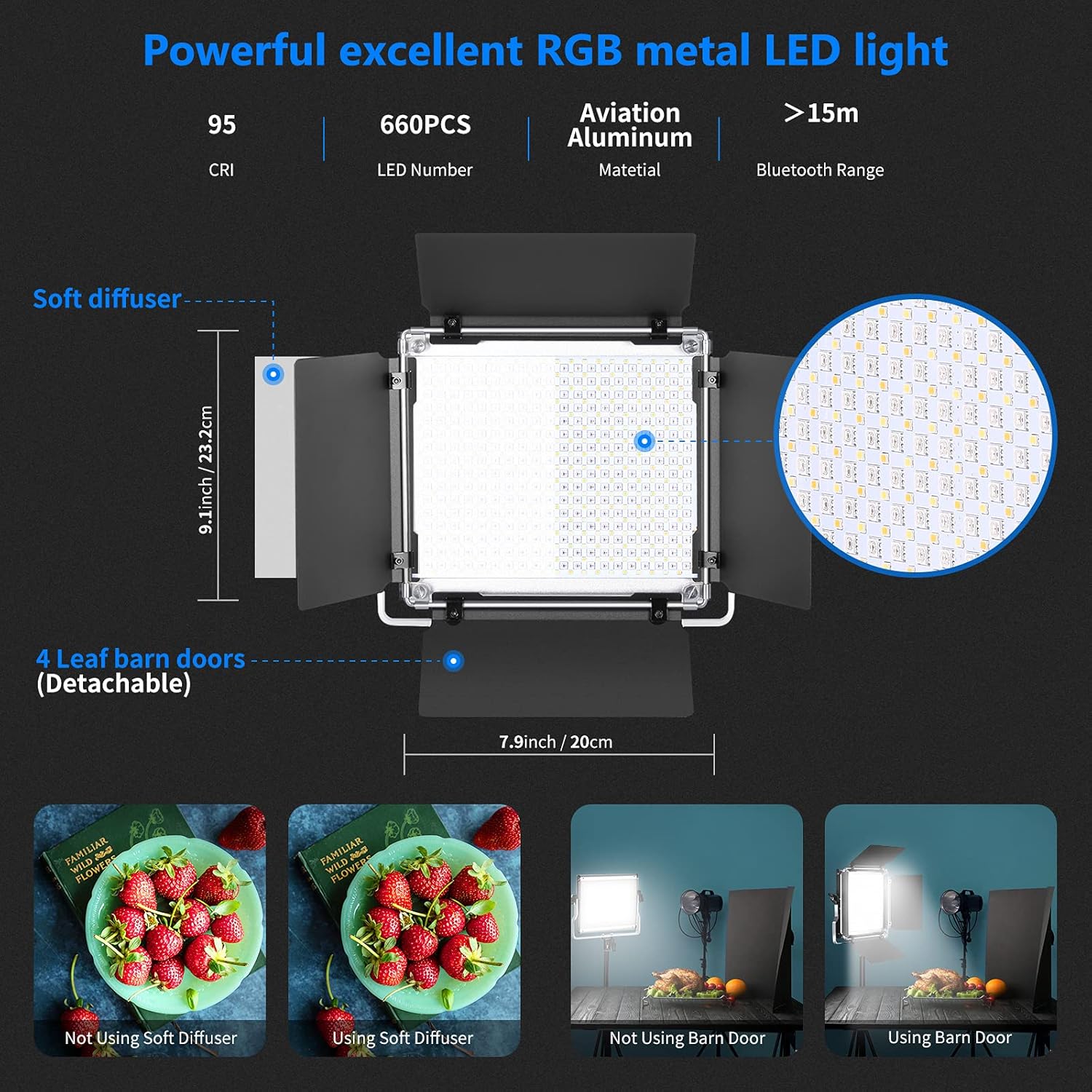 2-Pack Dimmable RGB LED Video Light Kit with Stands and Bag O60848