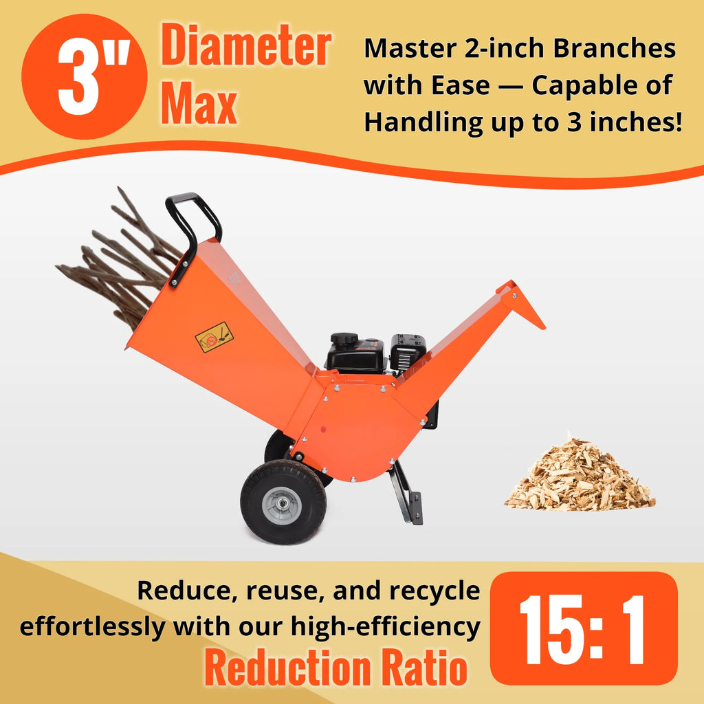 7HP Gas Powered Wood Chipper Shredder Mulcher H67477