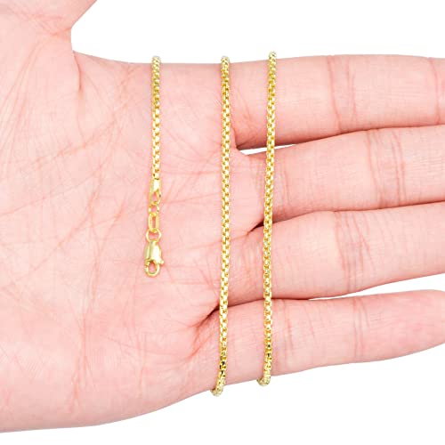 14k Yellow Gold 1.5mm Round Box Chain Venetian Link Pendant Necklace 16" 18" 20" 22" 24" 26" 28" 30" R99094