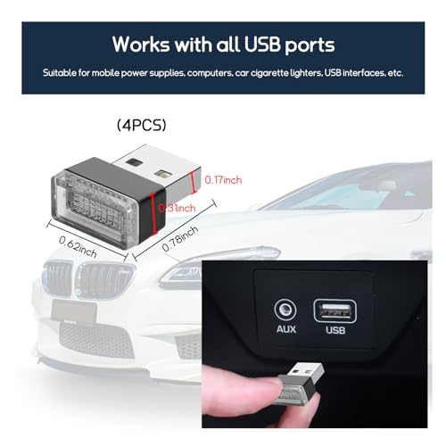 4 PCS USB LED Car Interior Atmosphere Lamp B1472