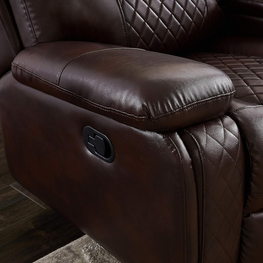 Brown PU Leather L Shape Reclining Sectional Sofa T9768