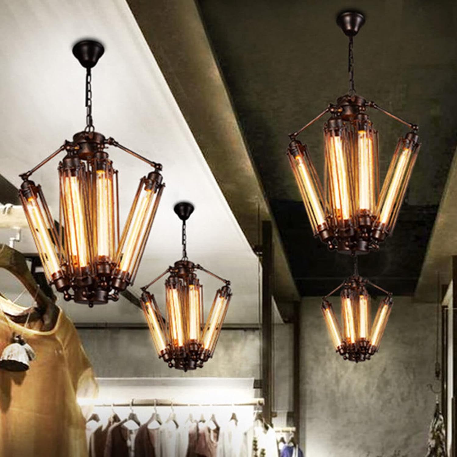 8-Lights Industrial Metal Pendant Chandelier H734