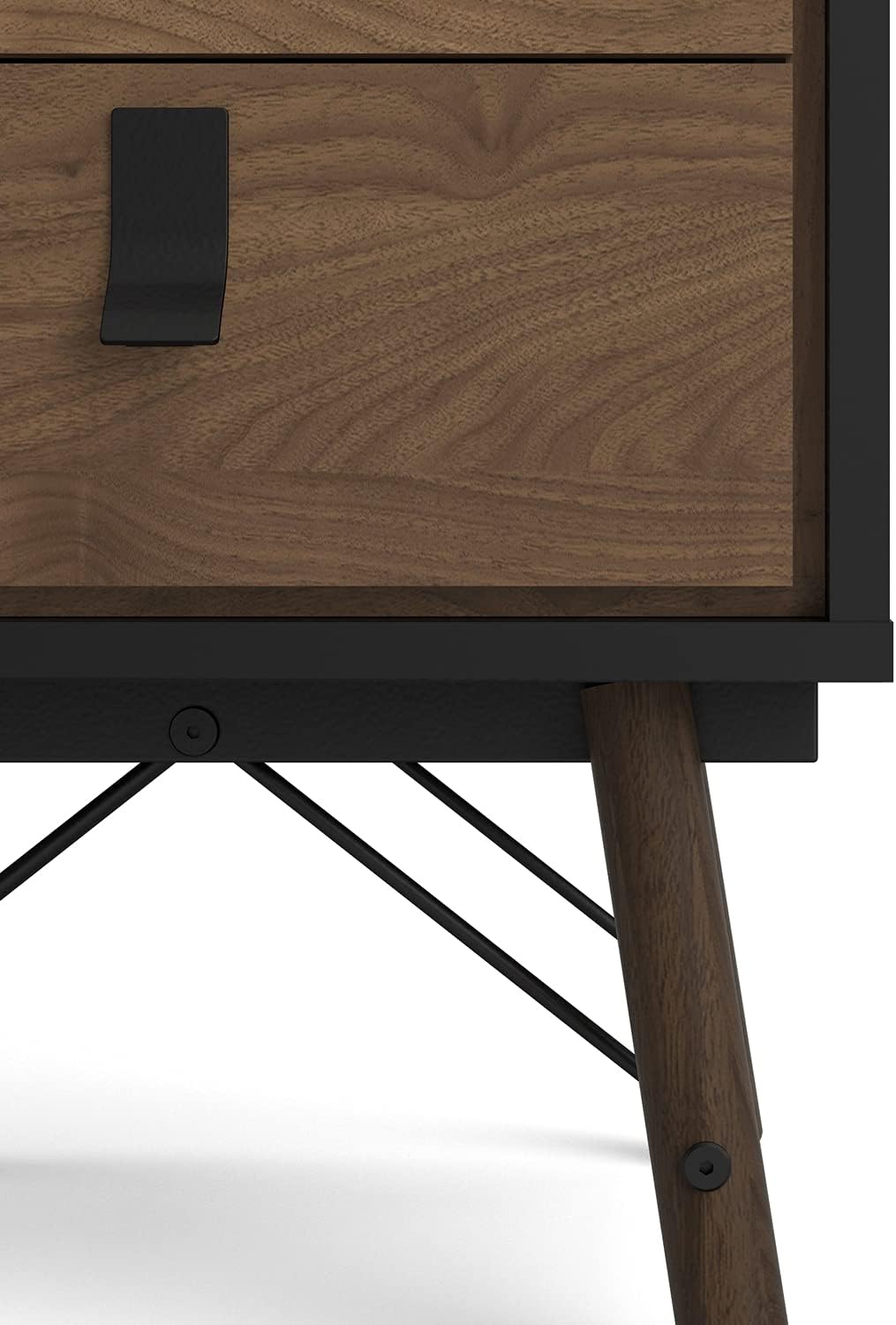 Black Matte 2 Drawer Nightstand V775173