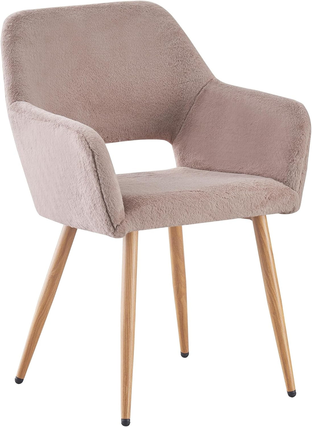 Grey Faux Fur Side Chair with Wood Metal Legs N757388