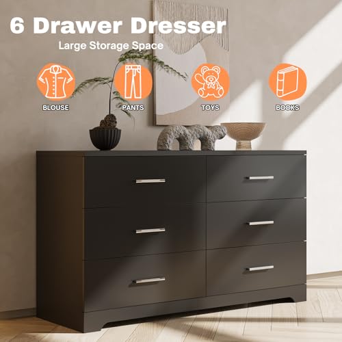 Black 8 Drawer Wood Dresser Q559
