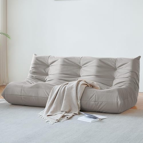 3-Seater Beige Suede Microfiber Bean Bag Chair U688618