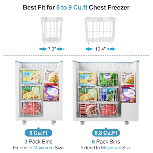 3 Pack Adjustable Black Freezer Organizer Bins H91827