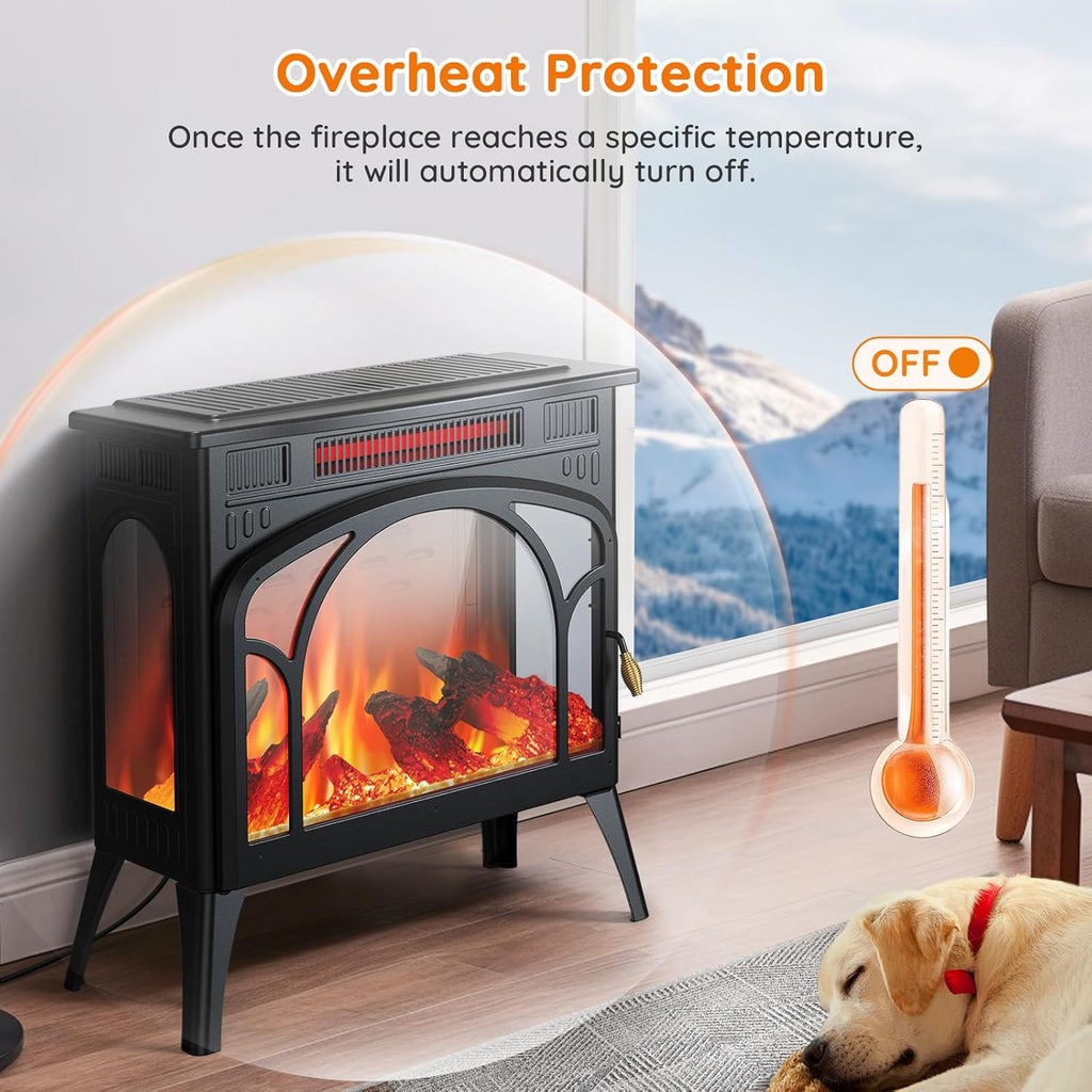 1500W Infrared Electric Fireplace Heater with 3D Flame Effect X759