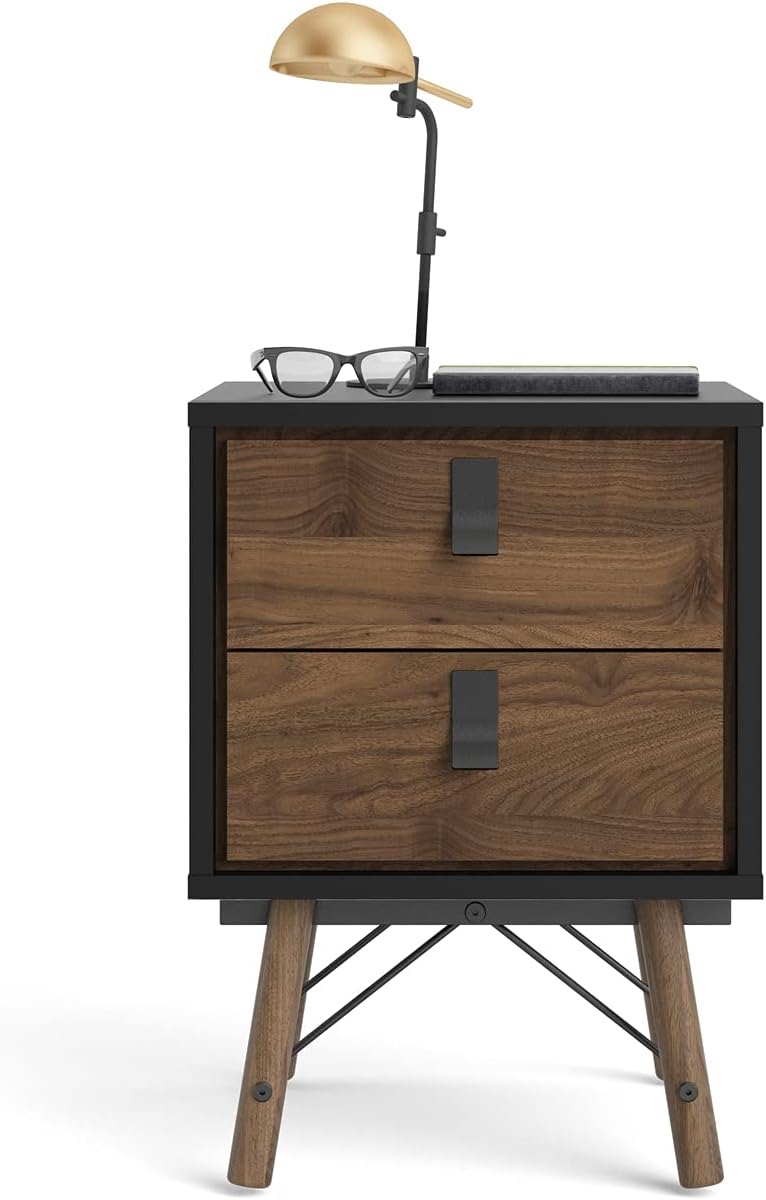 Black Matte 2 Drawer Nightstand V775173
