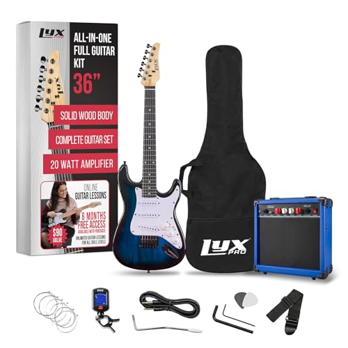Red 36 Inch Electric Guitar Kit with Amp, Six Strings, Picks, Strap, Tuner, Cable, Gig Bag O897798
