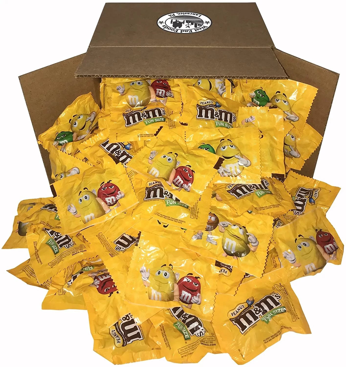 M&M's Peanut Chocolate Candy Fun Size Snacks, 5 LBs Bundle L105623