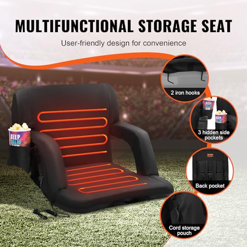 Wide Folding Padded Stadium Seat with Back Support N55277