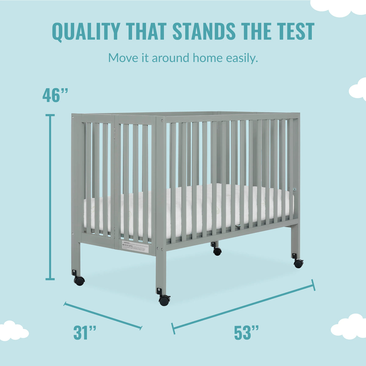 Cool Grey Full-Size Folding Crib Z252
