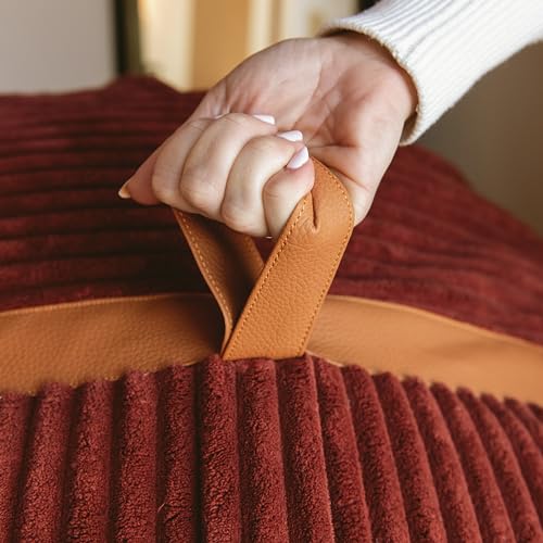 Deep Terracotta Corded Plush 6 feet Foam Filled Bean Bag Chair with Removable Cover T400448
