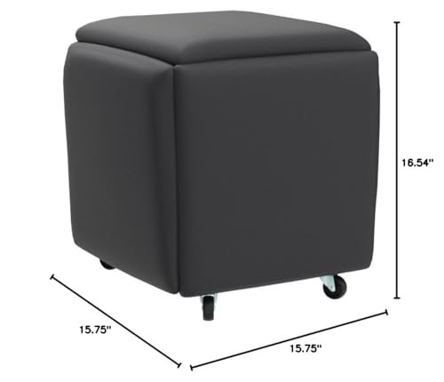 Leather Nesting Ottoman Cube Chair with Wheels P752