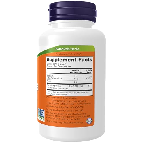 Organic Spirulina 1000mg Tablets - 300 Count - Non-GMO Supplement K37077