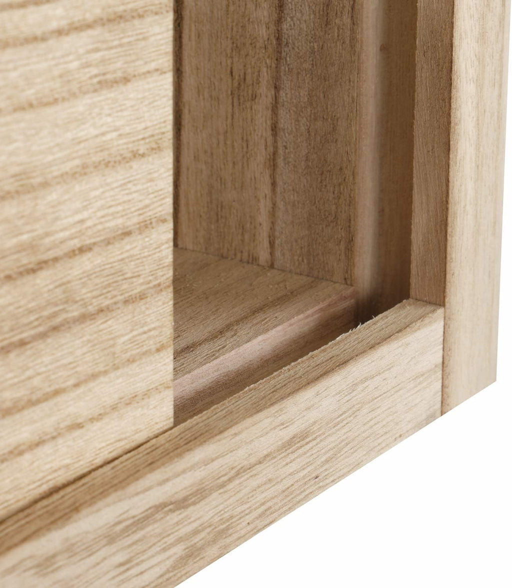 Solid Wood Wall Hanging Display Cabinet, Distressed Natural Finish L2288