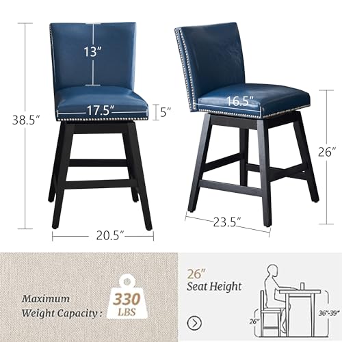 White Upholstered Swivel Bar Stools Set of 2 V321