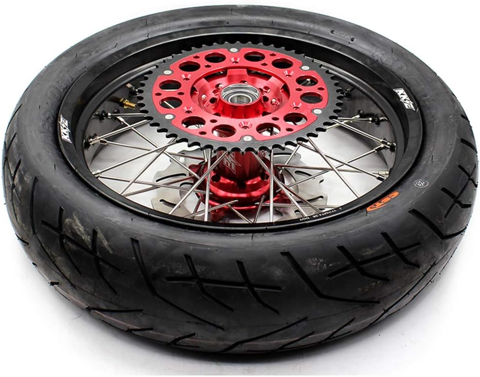 Red Hub Supermoto Wheels with CST Tires P730