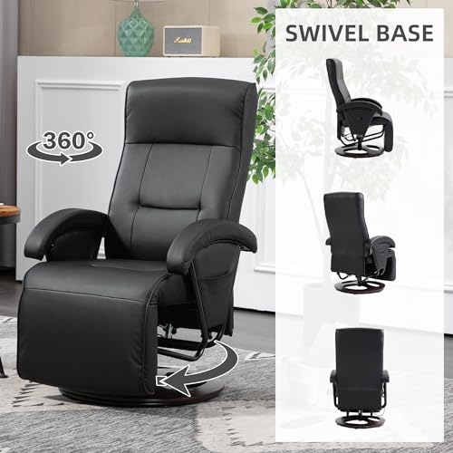 Gray Leather Swivel Recliner Chair with Adjustable Footrest I6489