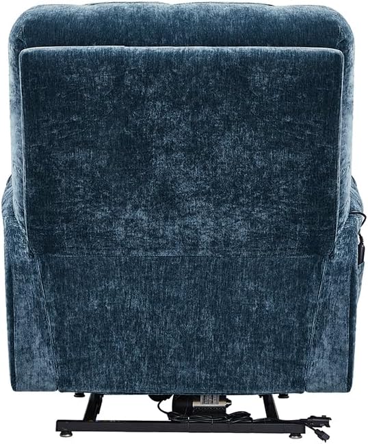 Blue Dual Motor Power Lift Recliner Chair with Remote Control Massage and Heat Cup Holder H384222