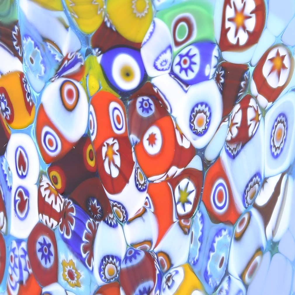Aqua Murano Glass Millefiori Vase I488