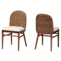 18.9" Acacia Wood & Seagrass Dining Chair in Brown Set of 2 Y16452